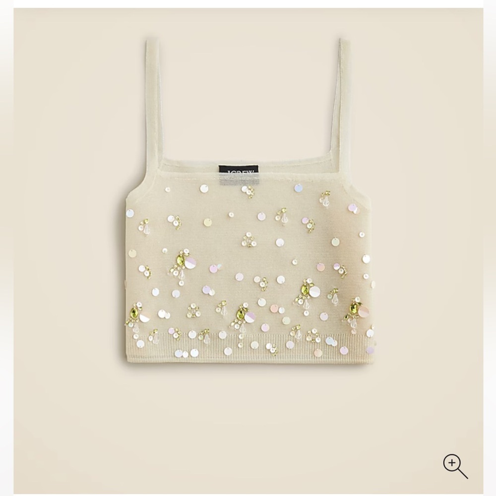 J Crew Collection sheer Tank Top with Embellishments